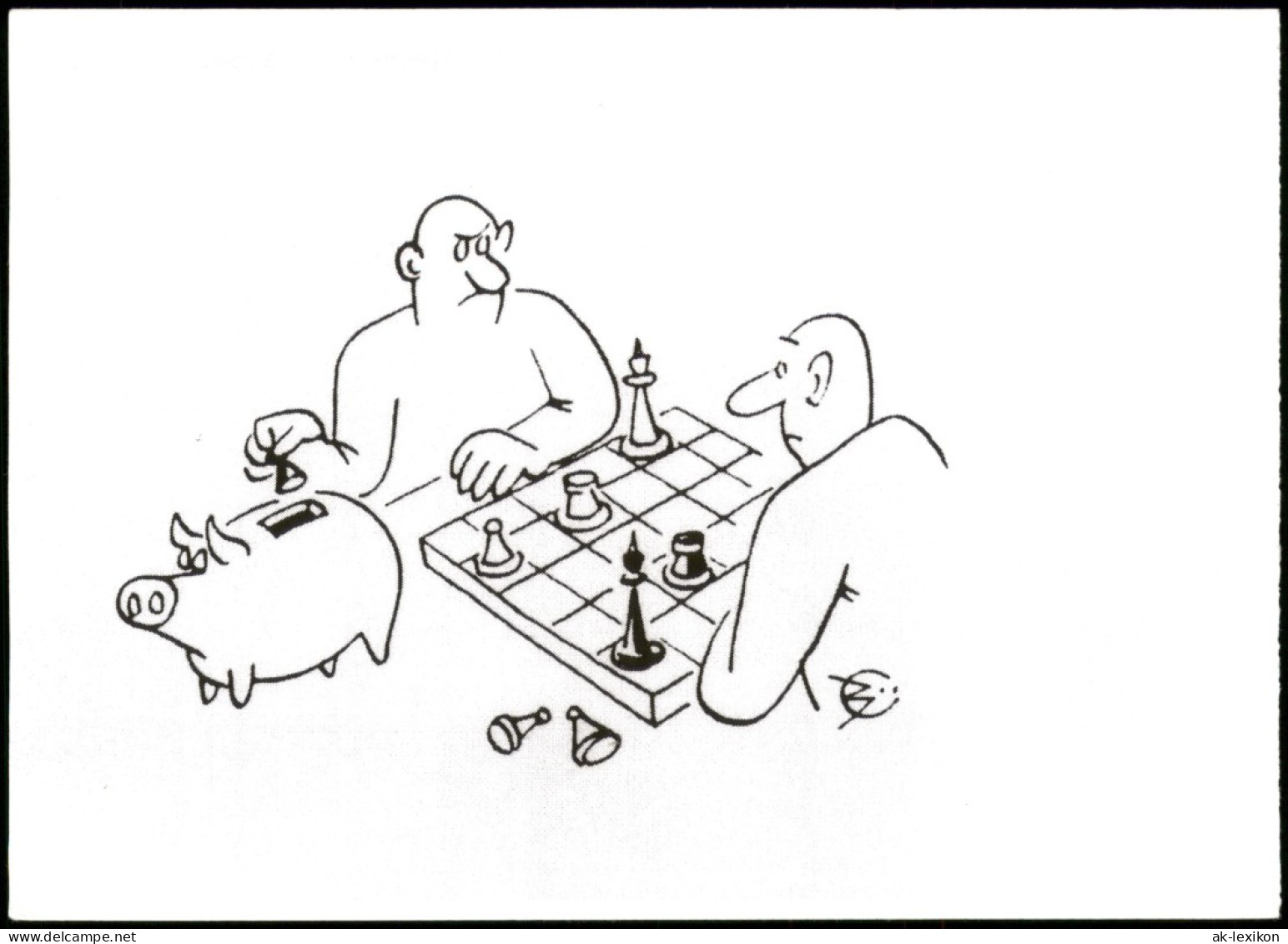 Ansichtskarte  Schach (Chess) Motivkarte, Schachspieler, Sparschwein 2000 - Contemporain (à Partir De 1950)