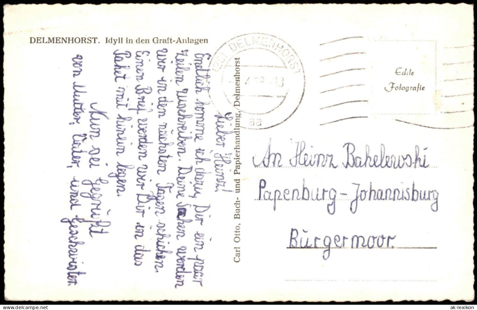 Ansichtskarte Delmenhorst Demost Idyll In Den Graft-Anlagen 1955 - Delmenhorst