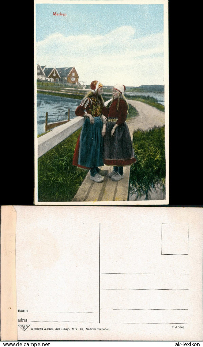Postkaart Marken-Waterland Insel Marken - Mädchen An Der Stadt 1925 - Marken