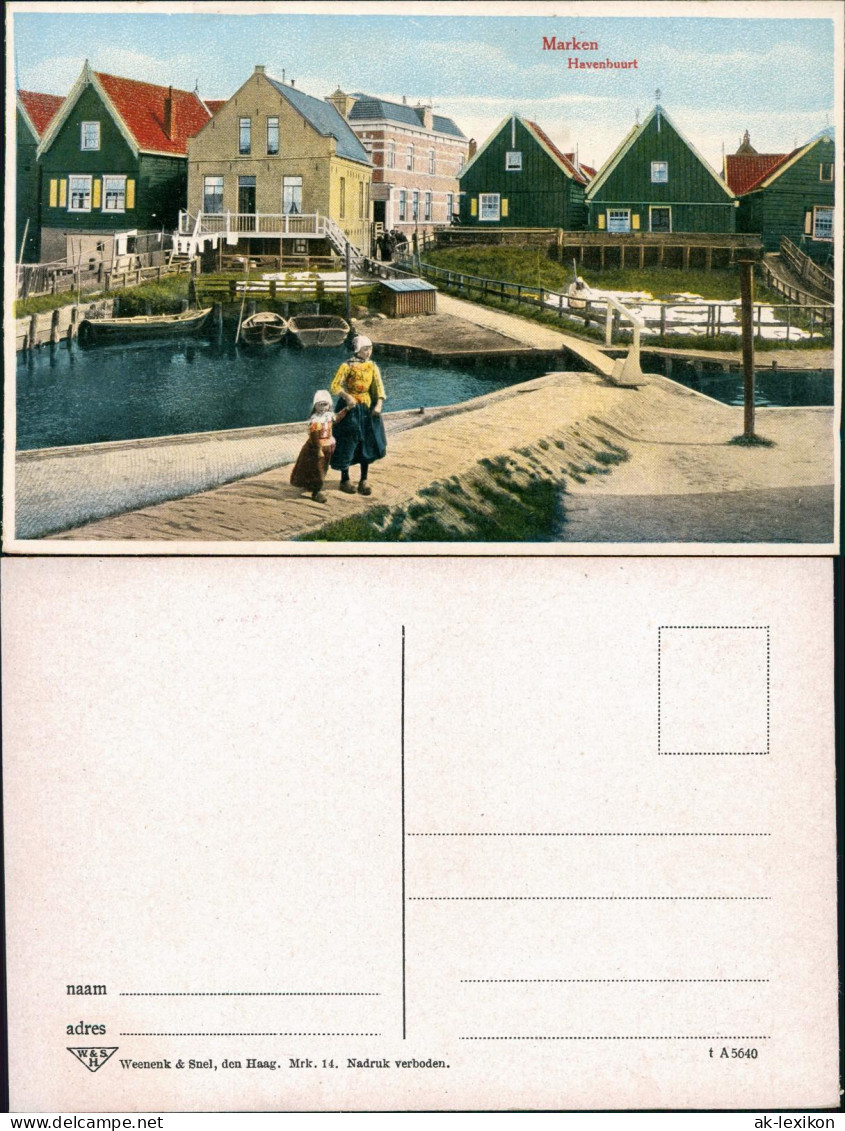 Postkaart Marken-Waterland Havenbuurt 1925 - Marken