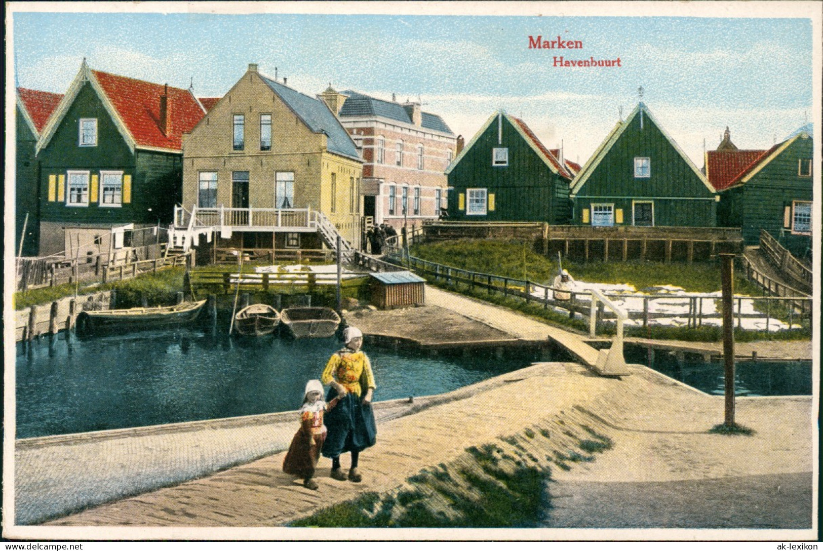 Postkaart Marken-Waterland Havenbuurt 1925 - Marken