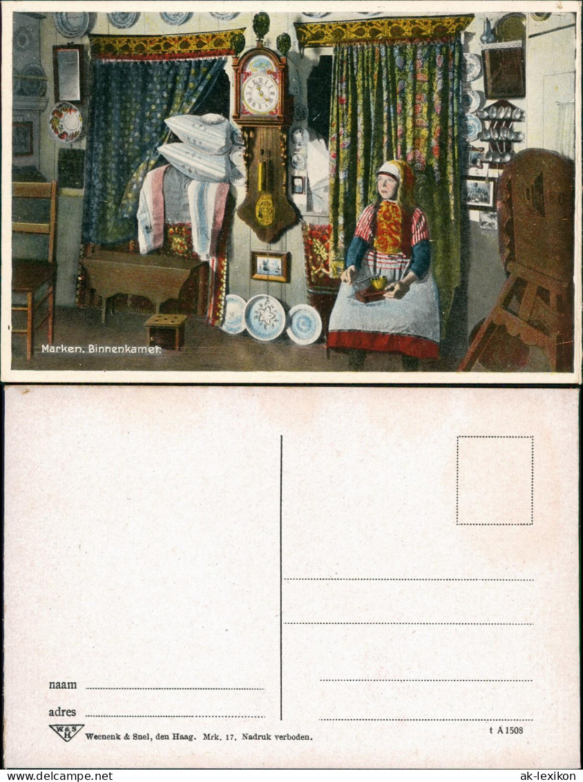 Postkaart Marken-Waterland Marken. Binnenkamer. 1925 - Marken