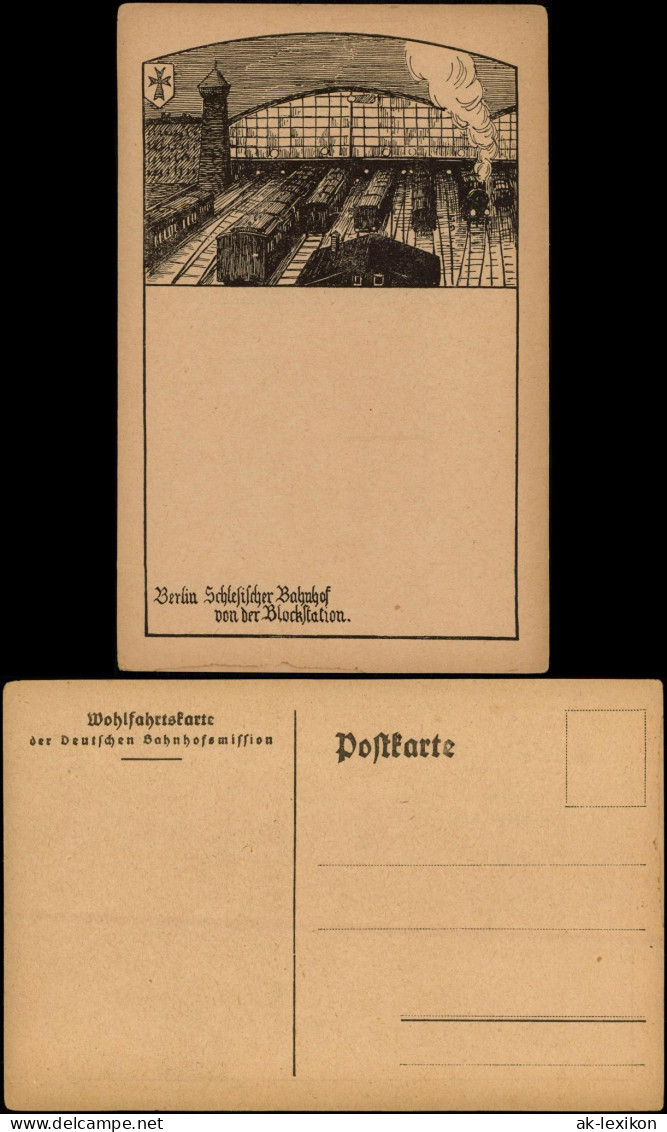 Ansichtskarte Friedrichshain-Berlin Schlesischer Bahnhof - Blockstation 1918 - Friedrichshain