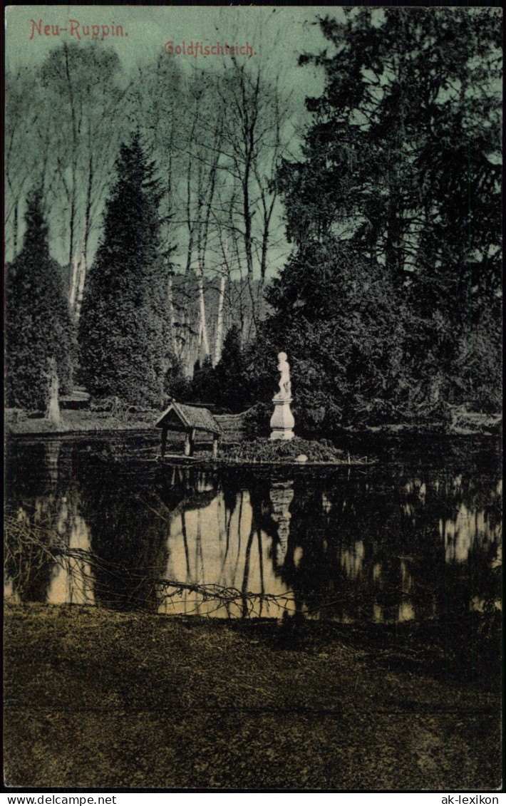 Ansichtskarte Neuruppin Goldfischteich - Statue 1905 - Neuruppin