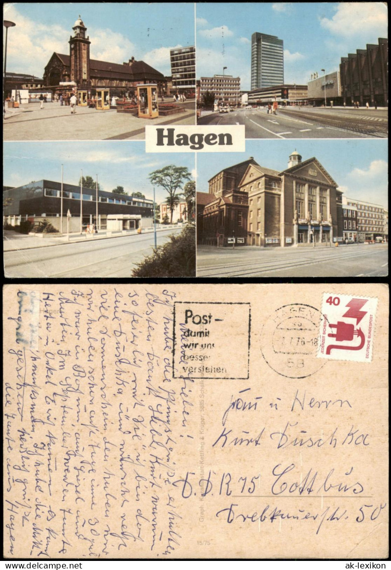 Hagen (Westfalen) 4 Bild: Bahnhof, Halle, Kaufhaus Und Hochhaus 1976 - Hagen