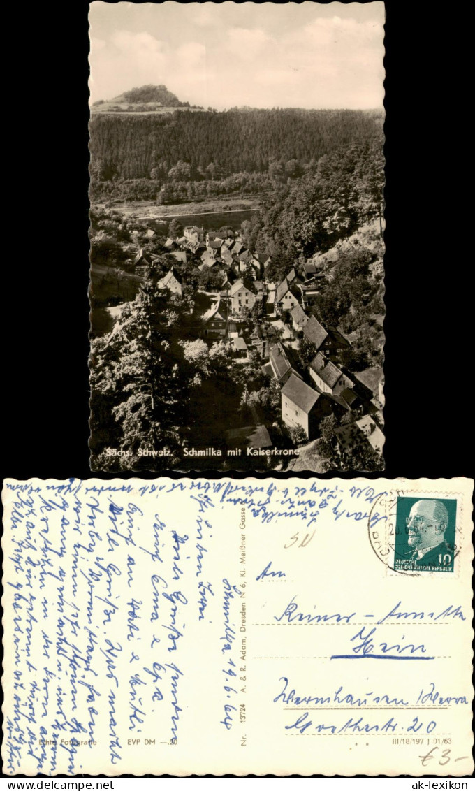 Ansichtskarte Schmilka Stadt Mit Kaiserkrone 1963 - Schmilka