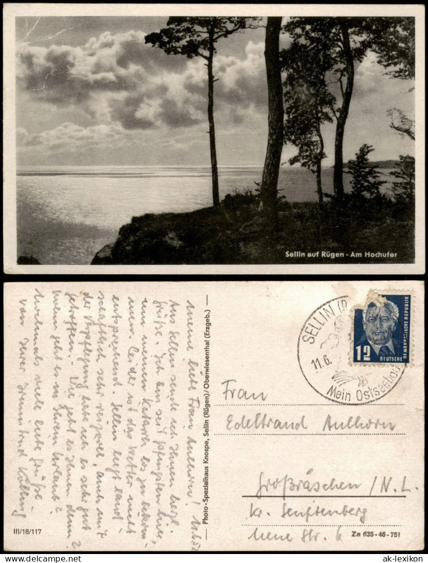 Ansichtskarte Sellin Umland-Ansicht Ostsee Hochufer Partie 1952 - Sellin