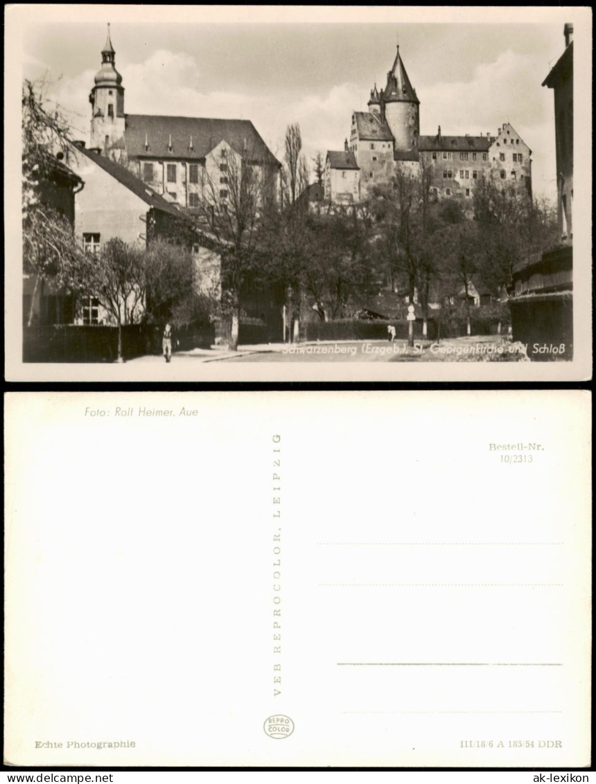 Schwarzenberg (Erzgebirge) Straßenpartie - Schloß Und Kirche 1954 - Schwarzenberg (Erzgeb.)