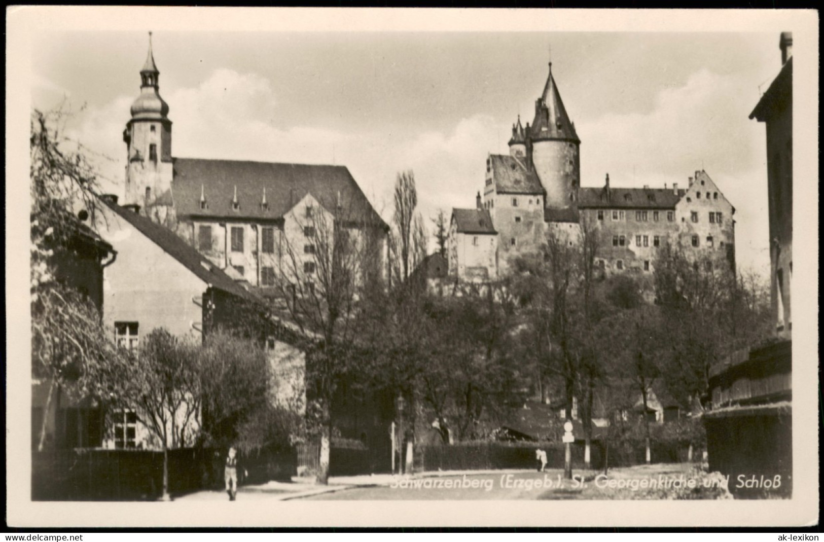 Schwarzenberg (Erzgebirge) Straßenpartie - Schloß Und Kirche 1954 - Schwarzenberg (Erzgeb.)