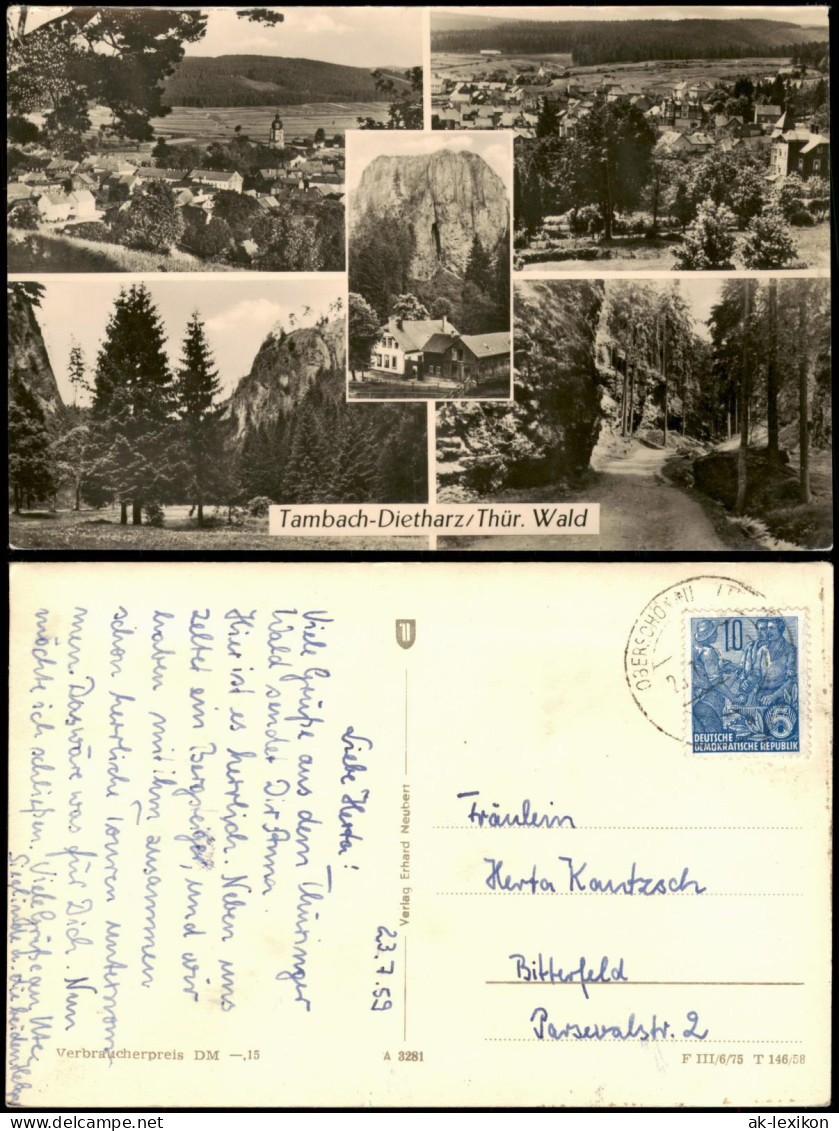 Tambach-Dietharz DDR Mehrbildkarte Mit 5 Ortsansichten 1959/1958 - Tambach-Dietharz