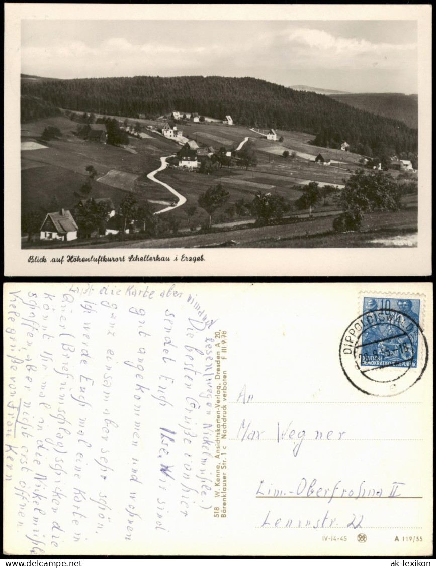 Schellerhau-Altenberg (Erzgebirge) Panorama-Ansicht DDR-AK Erzgebirge 1955 - Schellerhau