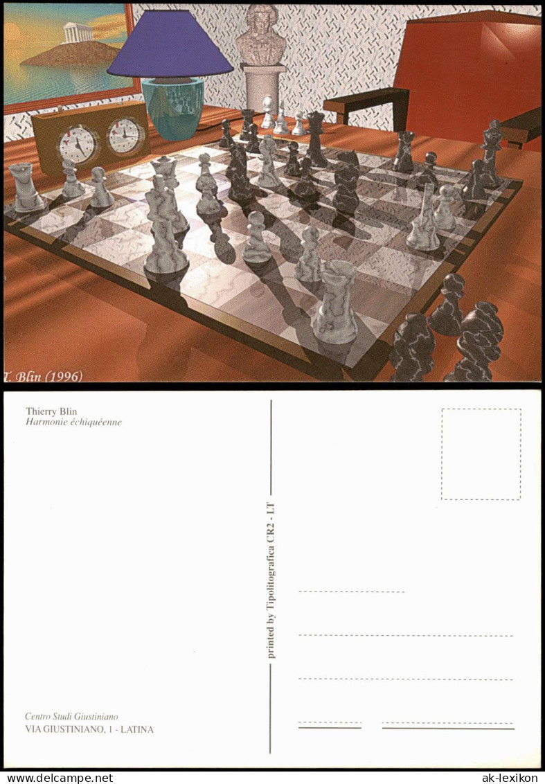 Schach Chess Motivkarte Thierry Blin Harmonie échiquéenne 1996 - Contemporain (à Partir De 1950)