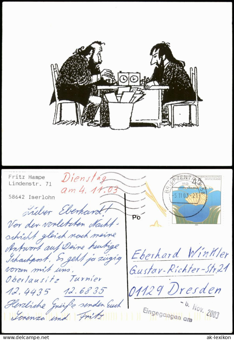 Ansichtskarte  Schach (Chess) Motivkarte Spieler Am Tisch 2003 - Contemporain (à Partir De 1950)