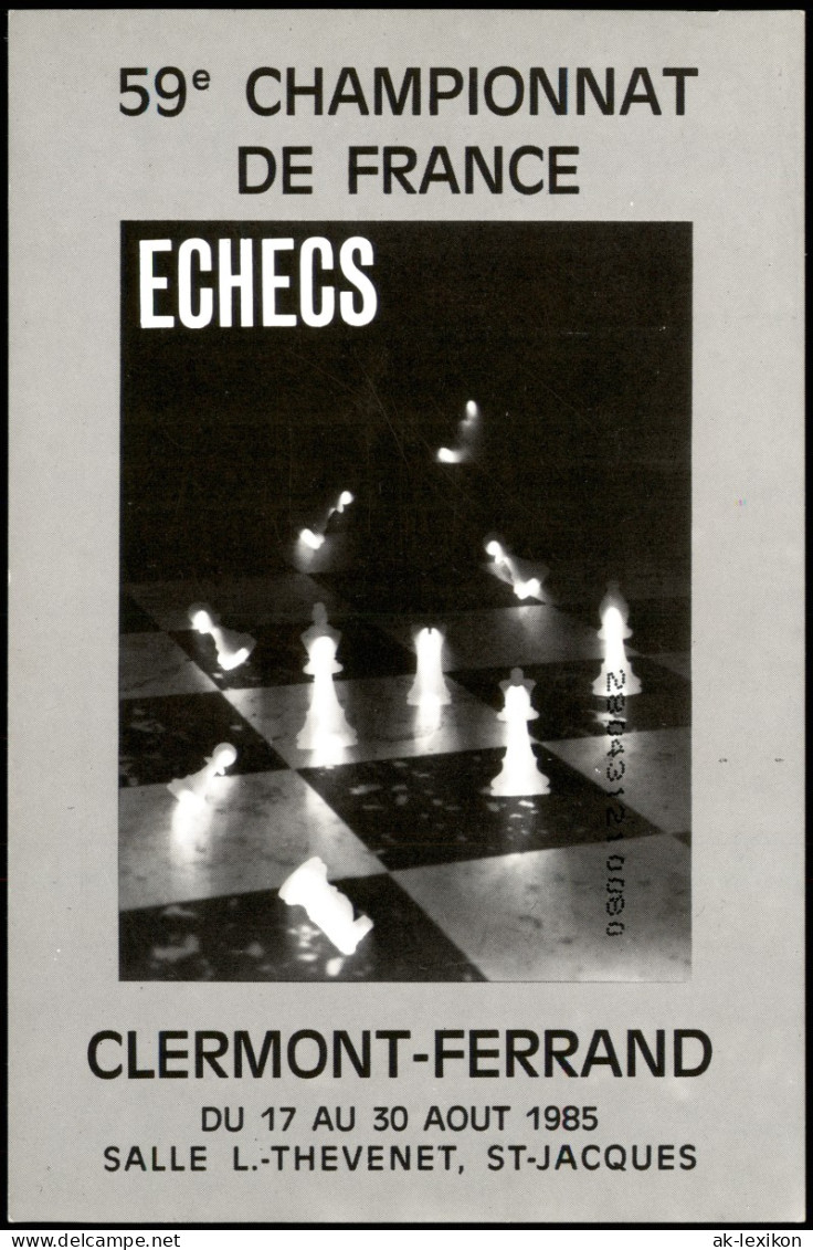 Schach Motivkarte CHAMPIONNAT DE FRANCE ECHECS CLERMONT-FERRAND 2000/1985 - Contemporain (à Partir De 1950)