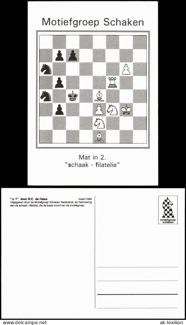 Schach Motivkarte Motiefgroep Schaken Mat In 2. "schaak - Filatelie" 1996 - Contemporain (à Partir De 1950)