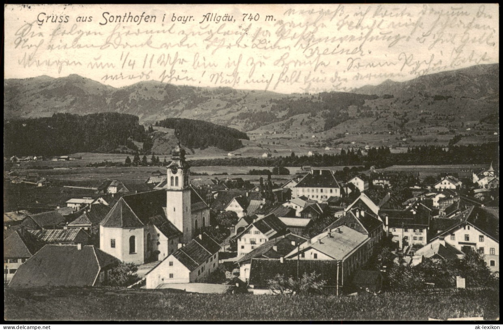 Ansichtskarte Sonthofen Panorama-Ansicht 1906/1905 Oberstdorf (Ankunftsstempel) - Sonthofen
