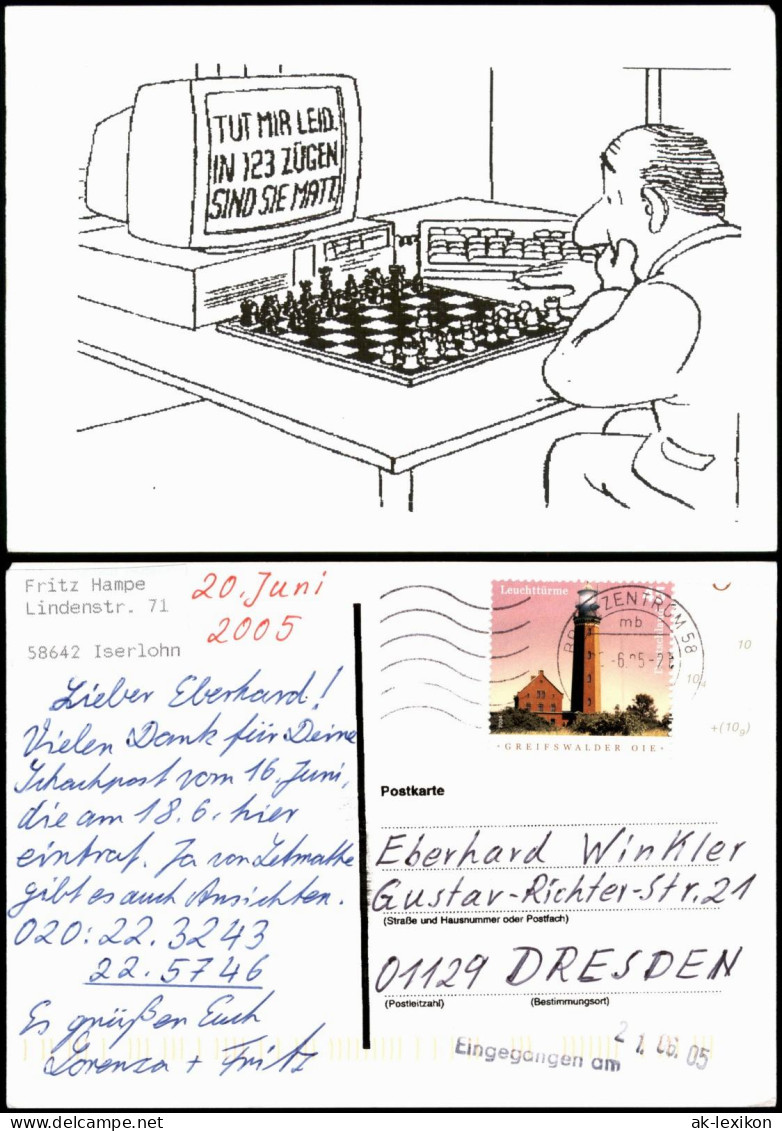 Ansichtskarte  Schach (Chess) Motivkarte Mit Schach-Computer 2005 - Contemporain (à Partir De 1950)