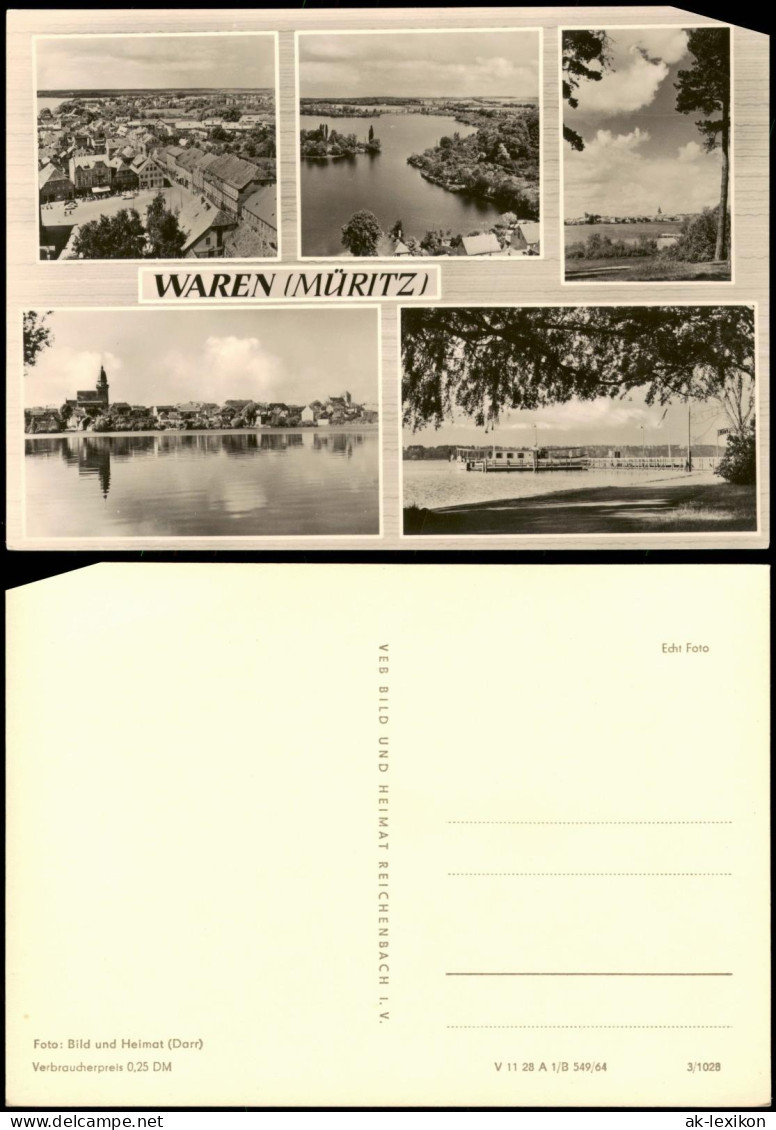 Ansichtskarte Waren (Müritz) DDR Mehrbildkarte Mit 5 Ortsansichten 1964 - Waren (Müritz)