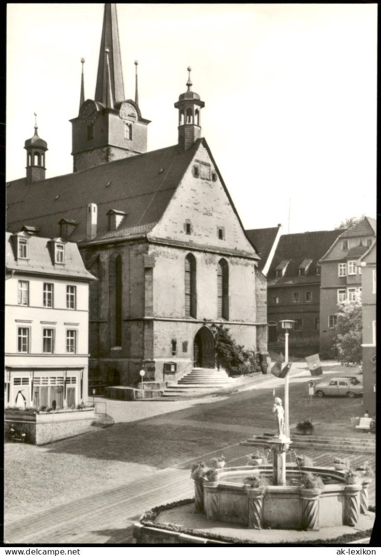 Ansichtskarte Pößneck DDR AK Mit Stadtkirche, Marktbrunnen 1977 - Pössneck