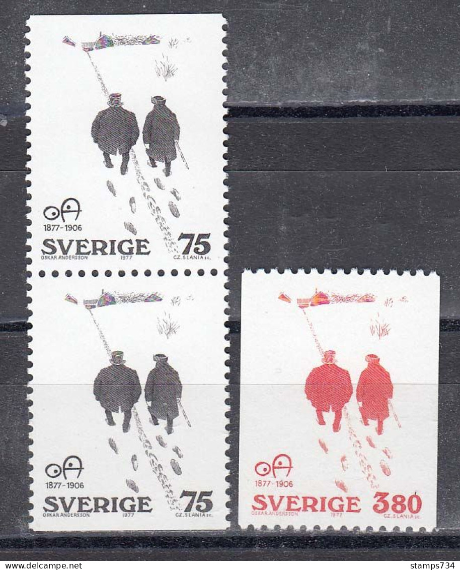 Schweden 1977 - 100. Geburtstag Von Oskar Andersson, Mi-Nr. 981Do/Du+982C, MNH** - Unused Stamps