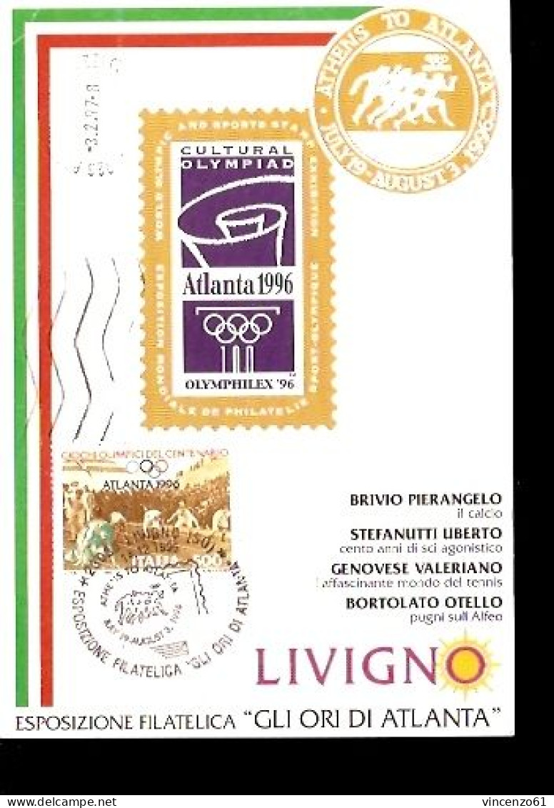 GLI ORI DI ATLANTA CARTOLINA CON ANNULLO SPECIALE LIVIGNO TIRATURA LIMITATA 1000 PEZZI - Summer 1996: Atlanta