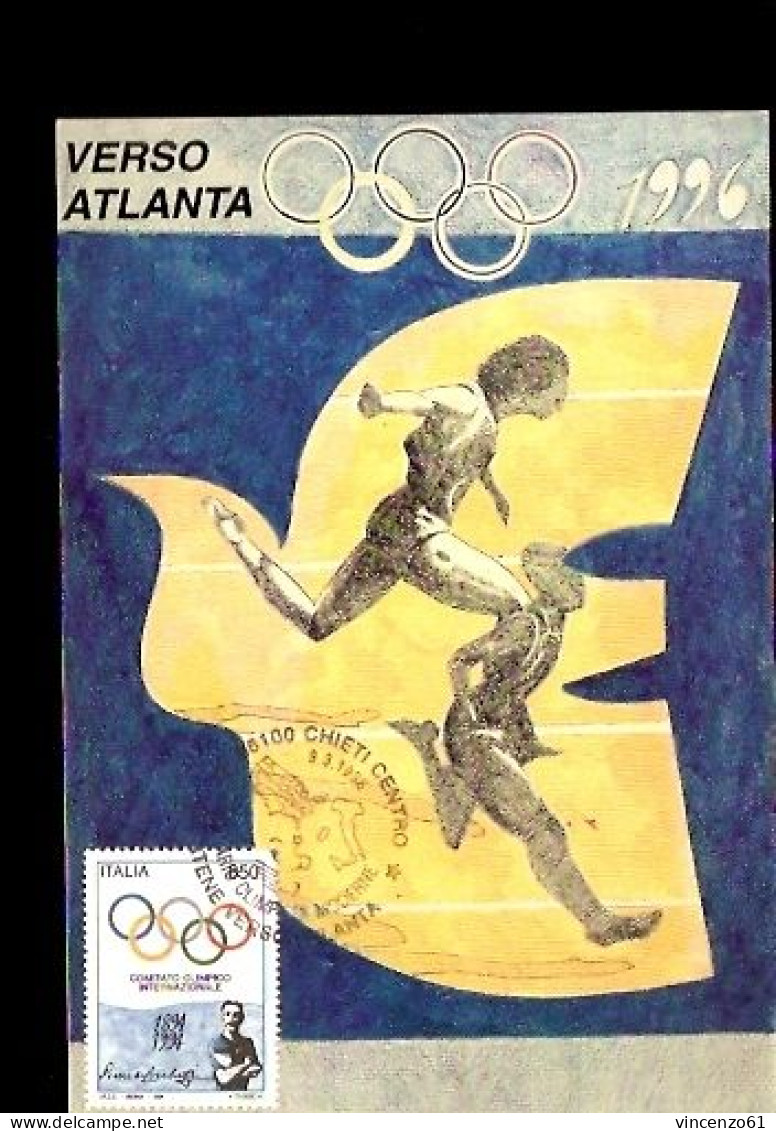 VERSO ATLANTA CARTOLINA CON ANNULLO SPECIALE CHIETI TIRATURA LIMITATA 1000 PEZZI - Estate 1996: Atlanta