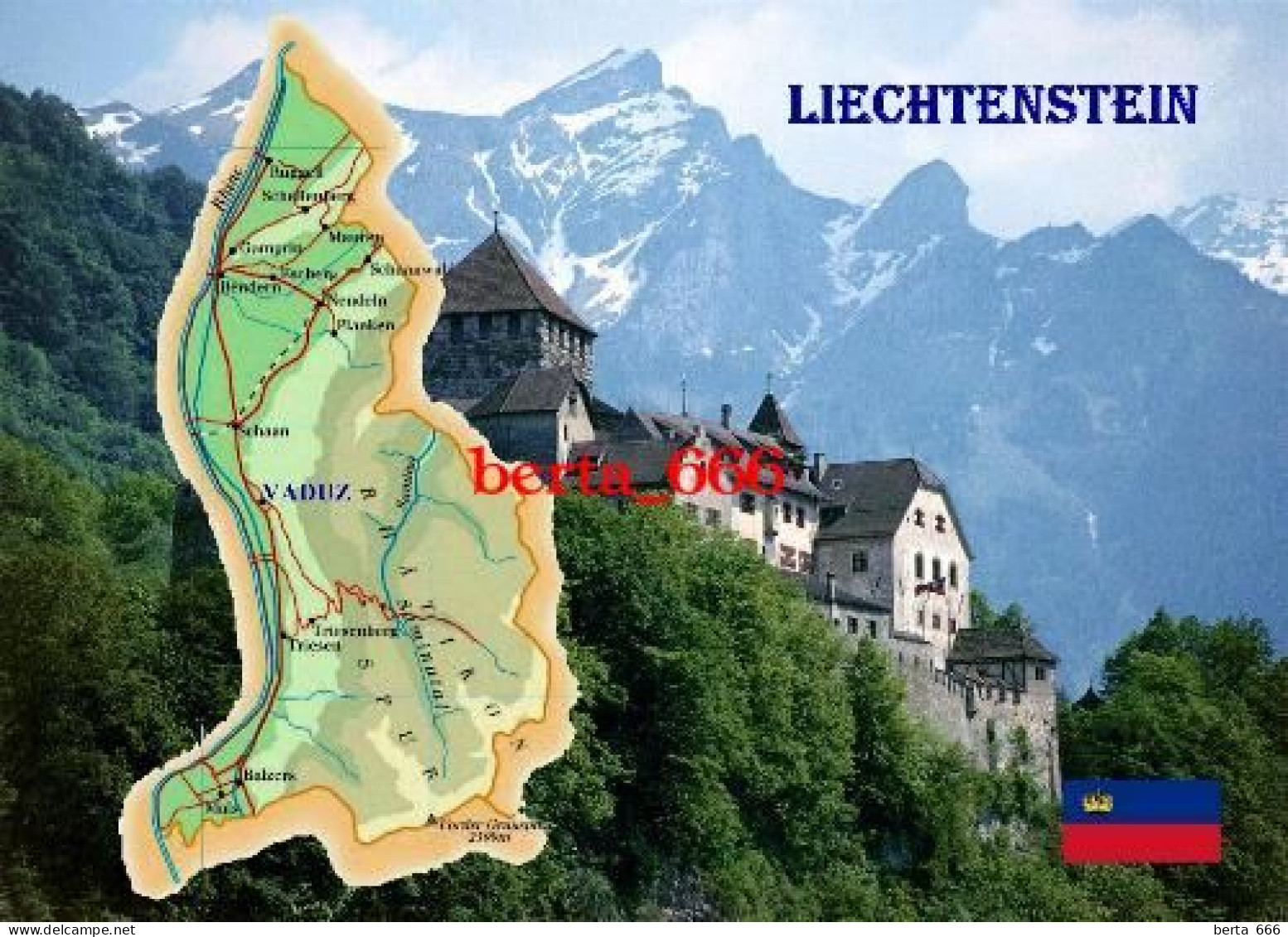 Liechtenstein Country Map New Postcard * Carte Geographique * Landkarte - Liechtenstein