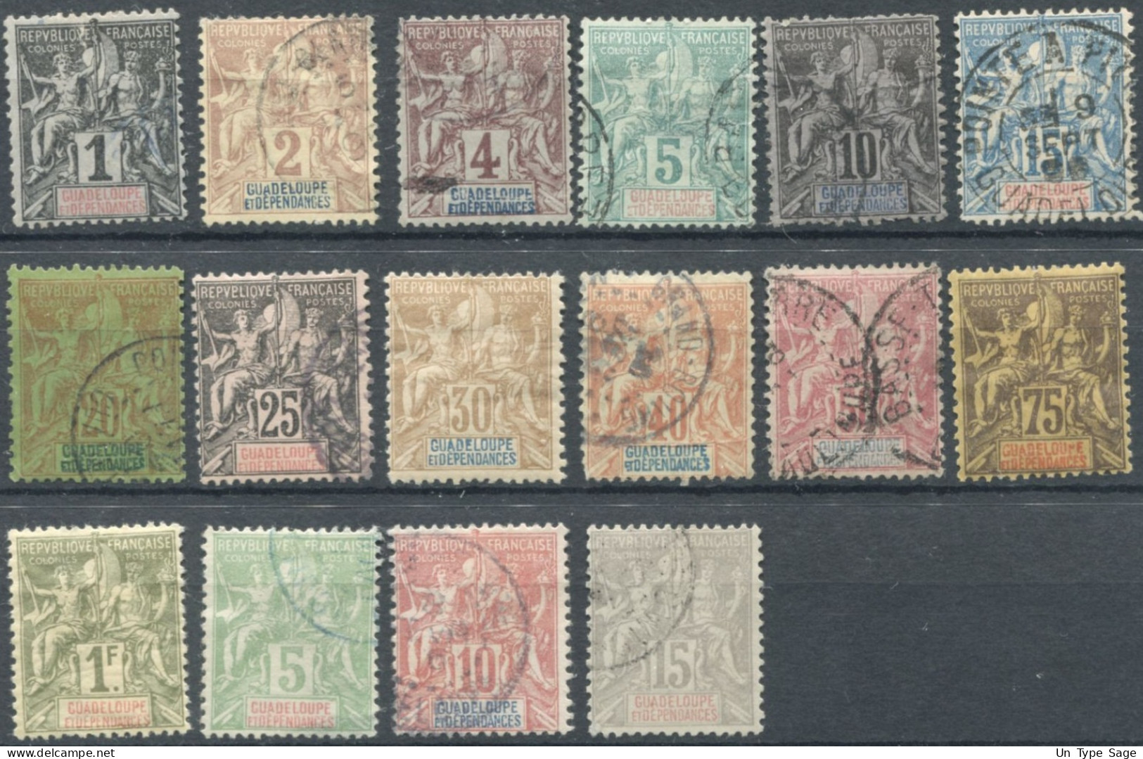 Guadeloupe N°27 à 42 - Oblitérés - Cote 166€ - (F1615) - Oblitérés