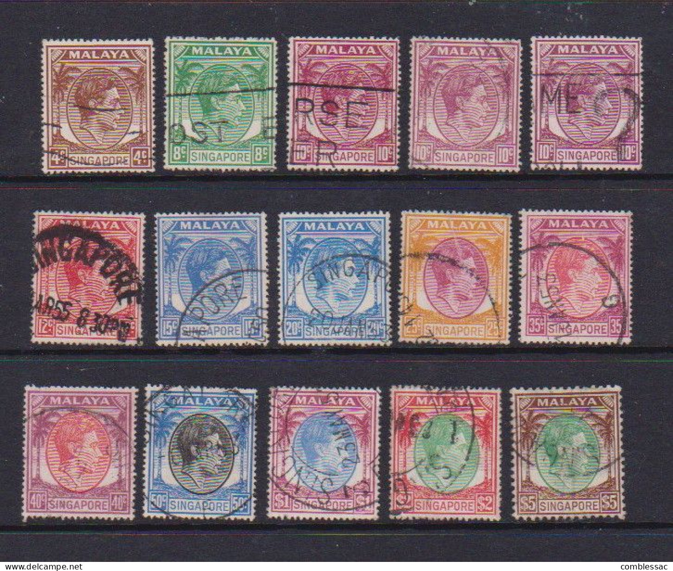 SINGAPORE    1938    King  George  VI   Including  Shades    Set  Of  15    USED - Singapore (...-1959)