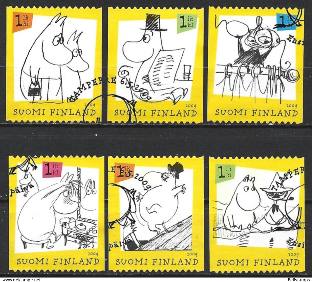 Finland 2009. Scott #1338a-f (U) Moomins  (Complete Set) - Oblitérés