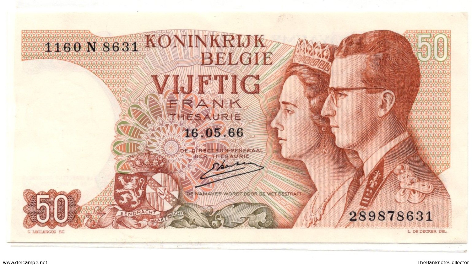 Belgium 50 Francs 1966 P-135 UNC - Other & Unclassified