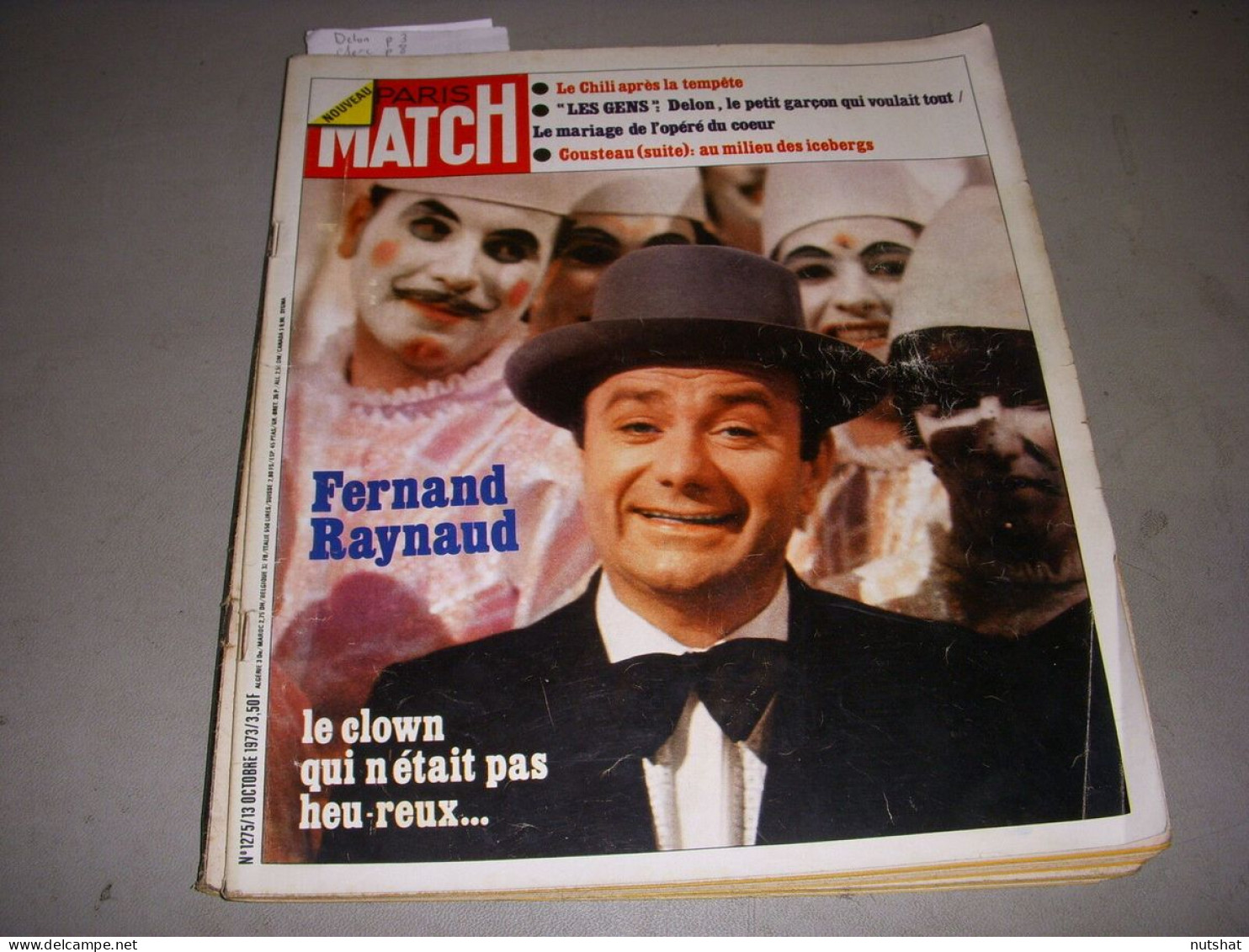 PARIS MATCH 1275 13.10.1973 MORT FERNAND RAYNAUD RAQUEL WELCH DELON JULIEN CLERC - Allgemeine Literatur