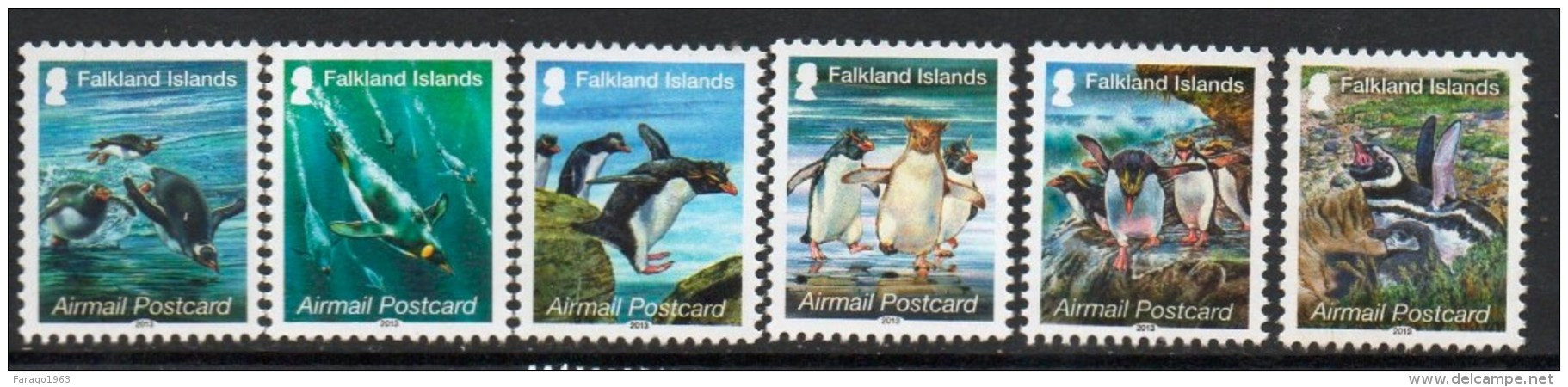 2013 Falkland Islands Penguins Airmails Complete Set Of 6 MNH - Falklandeilanden