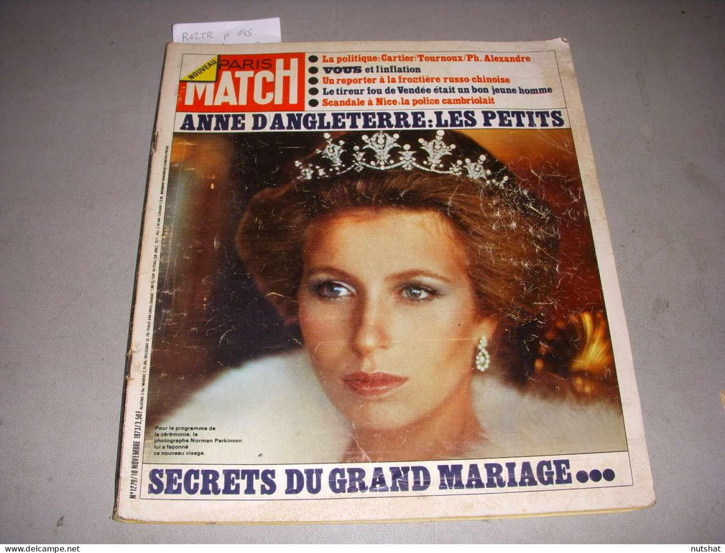 PARIS MATCH 1279 10.11.1973 ANNE ANGLETERRE RENAULT R12TR CHARLOTTE GAINSBOURG - Informaciones Generales