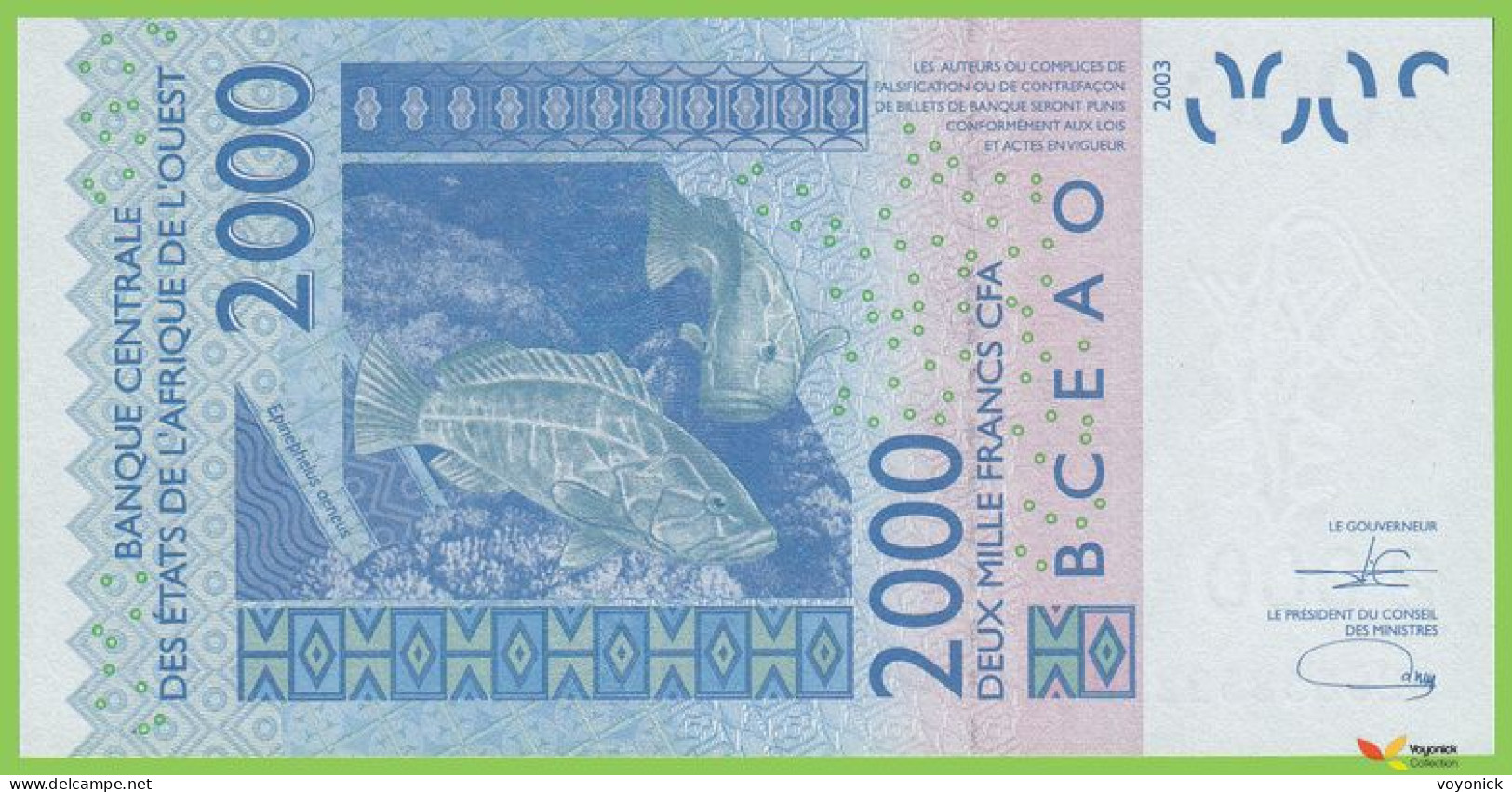 Voyo SENEGAL 2000 Francs 2003/2022 P716Kv B122Kv K UNC - Senegal