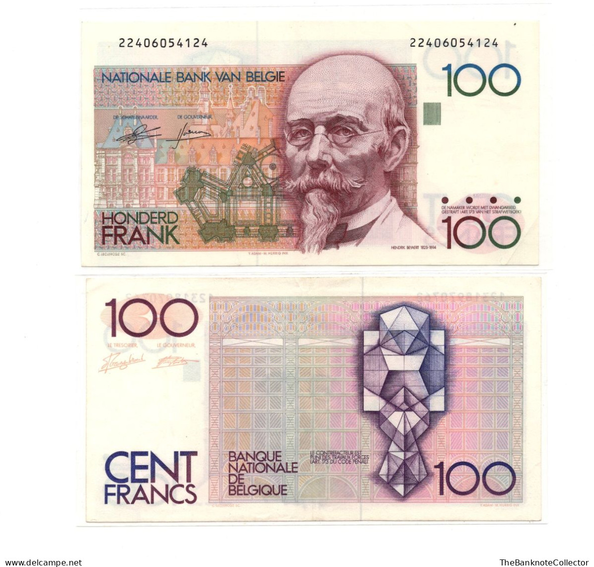 Belgium 100 Francs ND 1978-198 P-142 Extreme Fine - 100 Francos