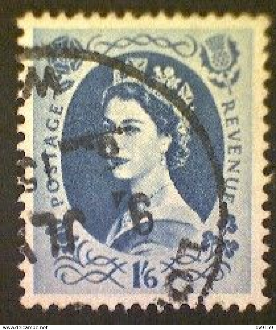 Great Britain, Scott #369, Used(o), 1958, Wilding: Queen Elizabeth II, 1/6, Dark Blue - Oblitérés
