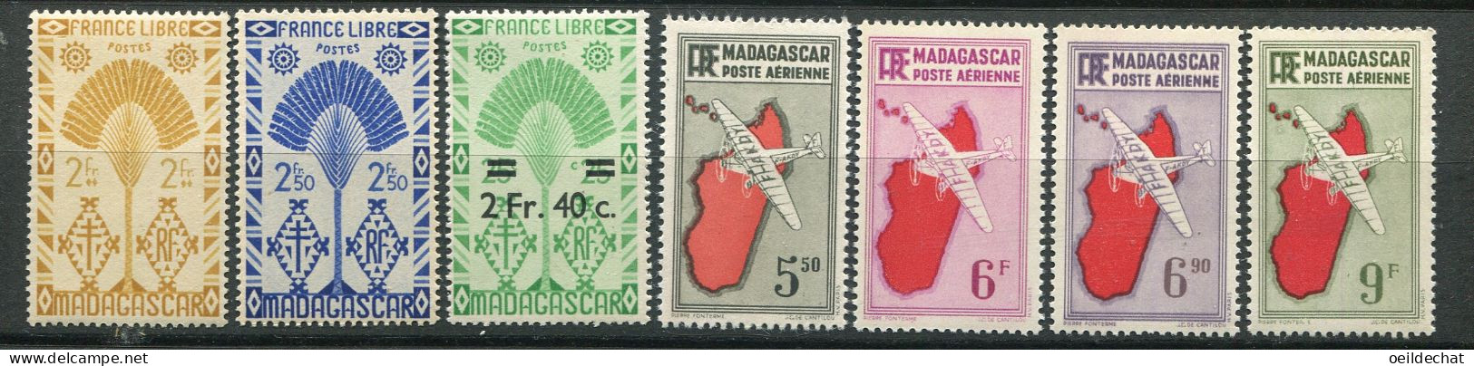 26427 Madagascar N°273/4, 294, PA20/3** Série De Londres Et Avion 1941-43 TB - Luftpost