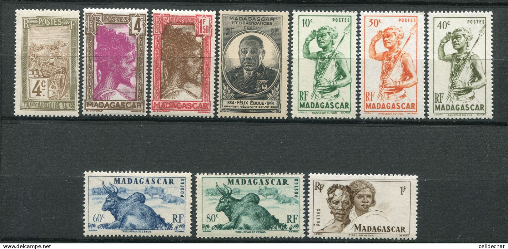 26424 Madagascar N°96,163, 289, 298, 300/2, 304/6** 1908-46 TB - Neufs