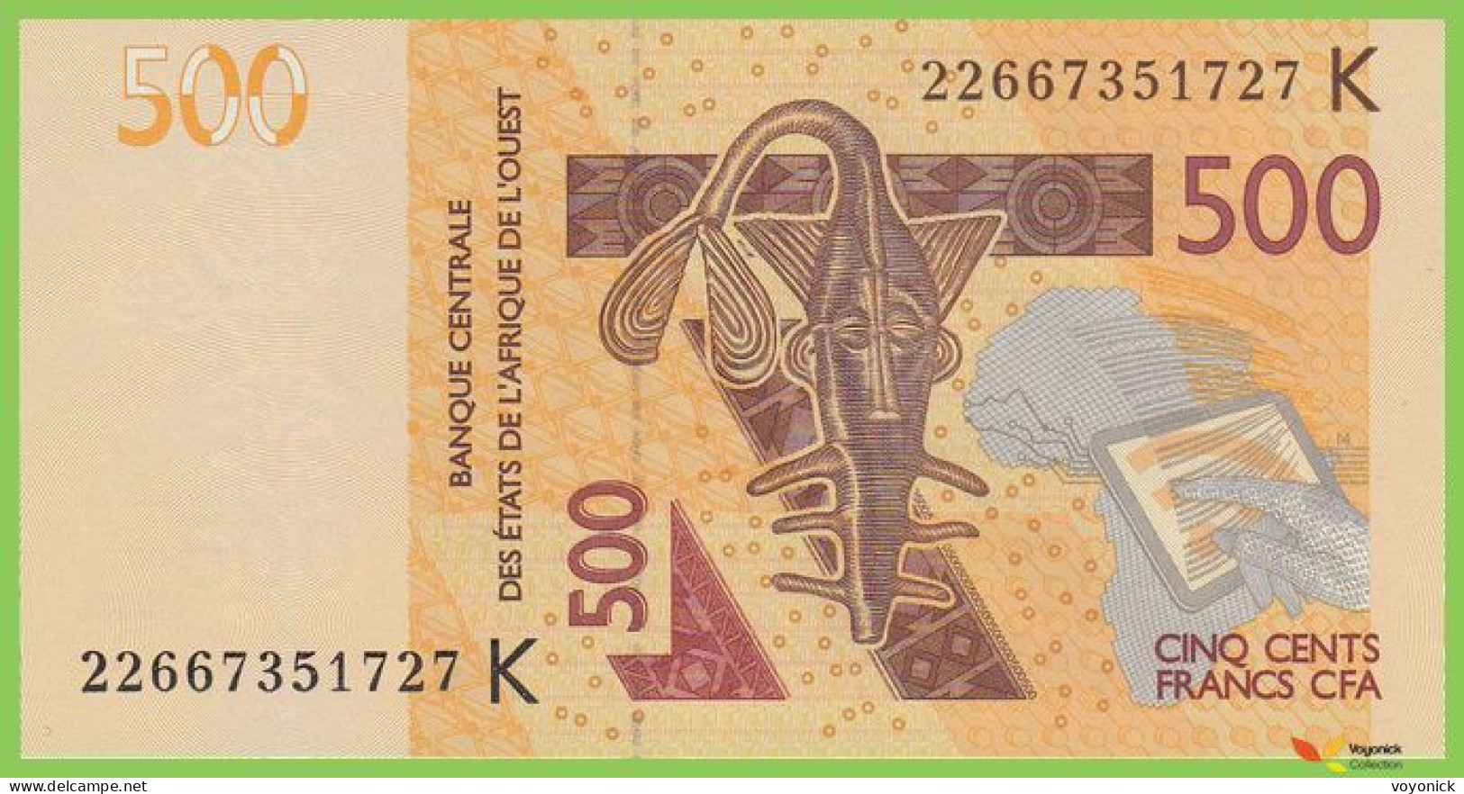 Voyo SENEGAL 500 Francs 2012/2022 P719Kk B120Kk K UNC - Sénégal