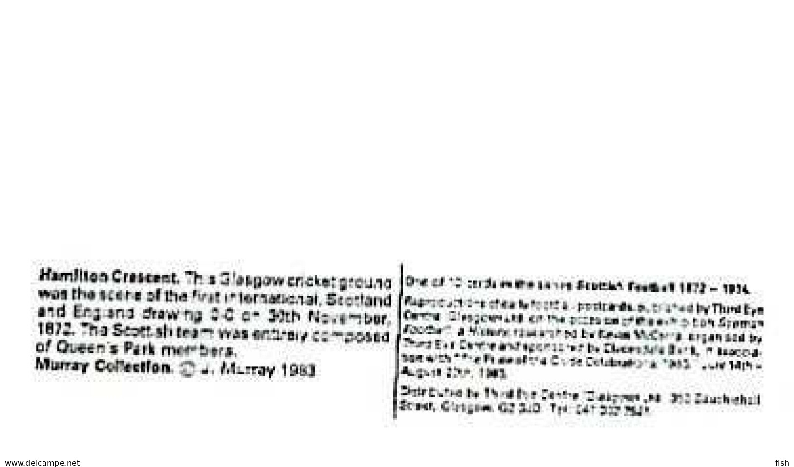 Scotland ** & Postal, West Of Scotland, Hamilton Crescent, Cricket Ground, Ed. J. Murray 1983 (4322) - Cricket
