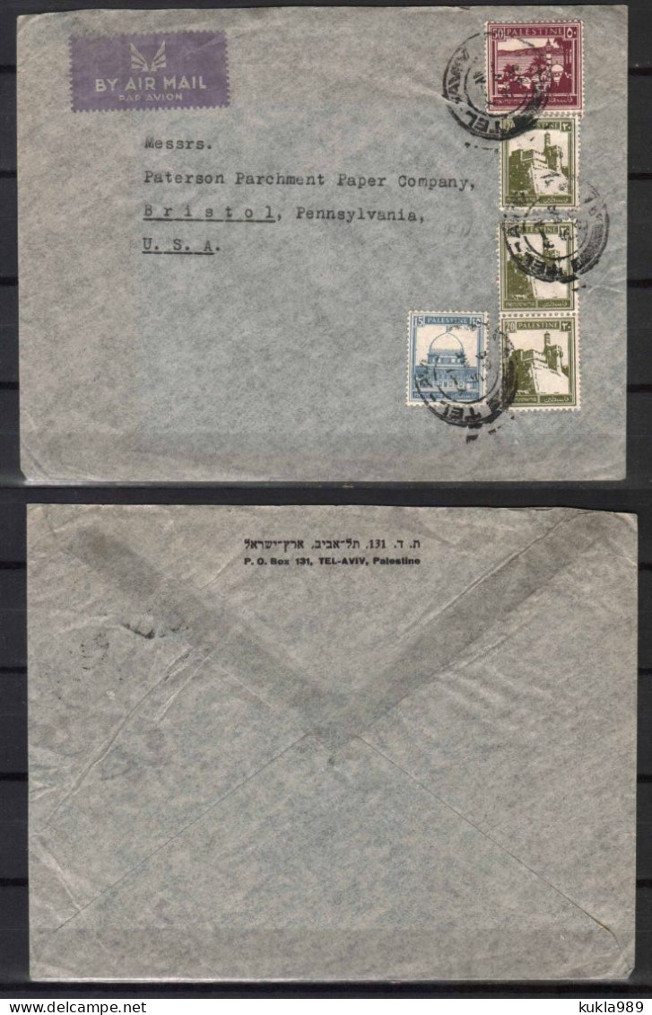 BRITISH PALESTINE ISRAEL. 1946 COVER TO USA - Levante Británica