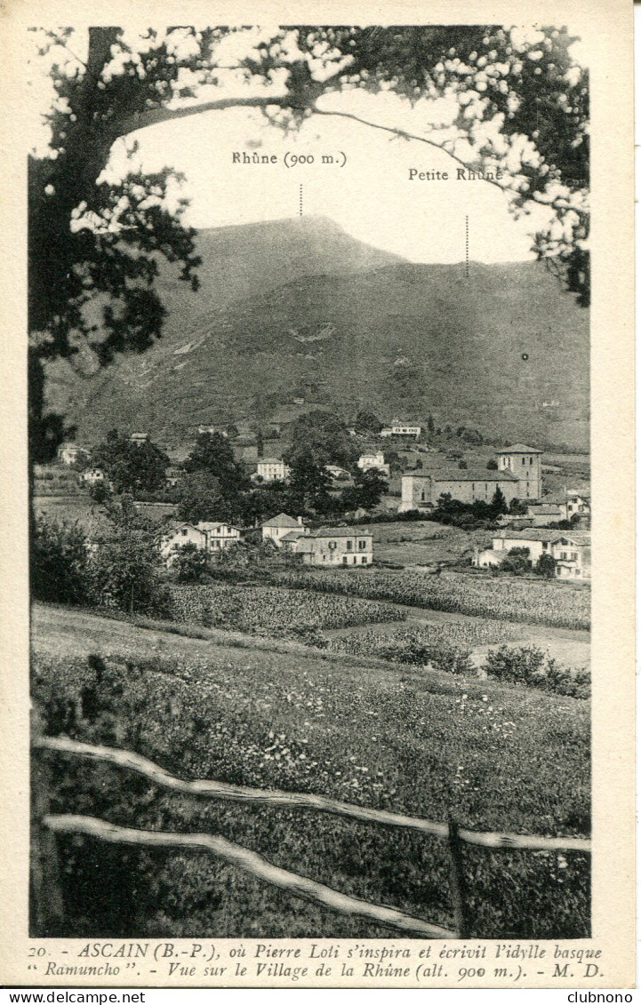 CPA - ASCAIN - VUE SUR LE VILLAGE DE LA RHUNE (IMPECCABLE) - Ascain