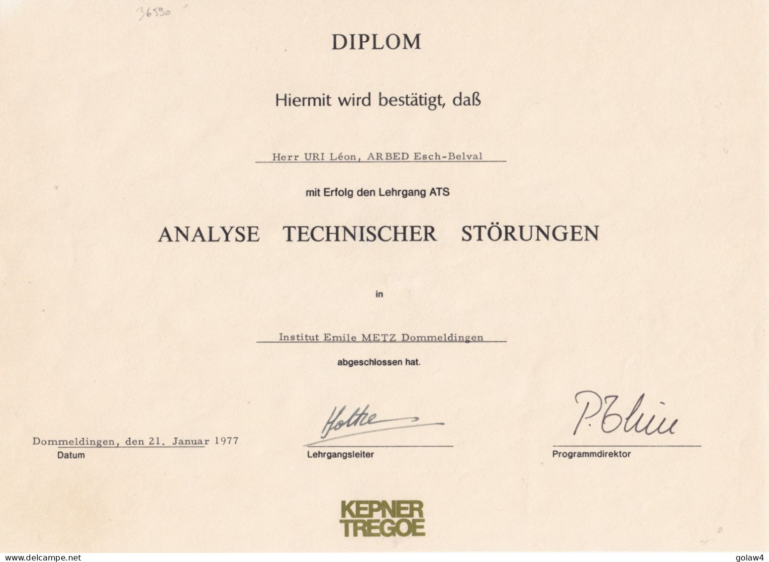 36590# ARBED ACIERIES BURBACH EICH DUDELANGE ESCH BELVAL DIPLOM ANALYSE TECHNISCHER STÖRUNGEN 1977 DOMMELDINGEN LUXEMBOU - Luxembourg