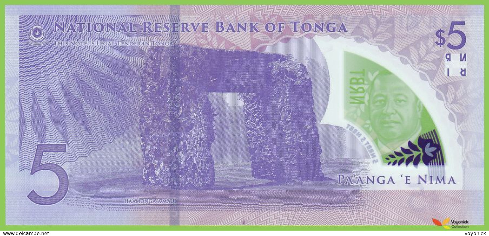 Voyo TONGA 5 Pa’anga ND(2023) P51 B226a A00 UNC Polymer - Tonga