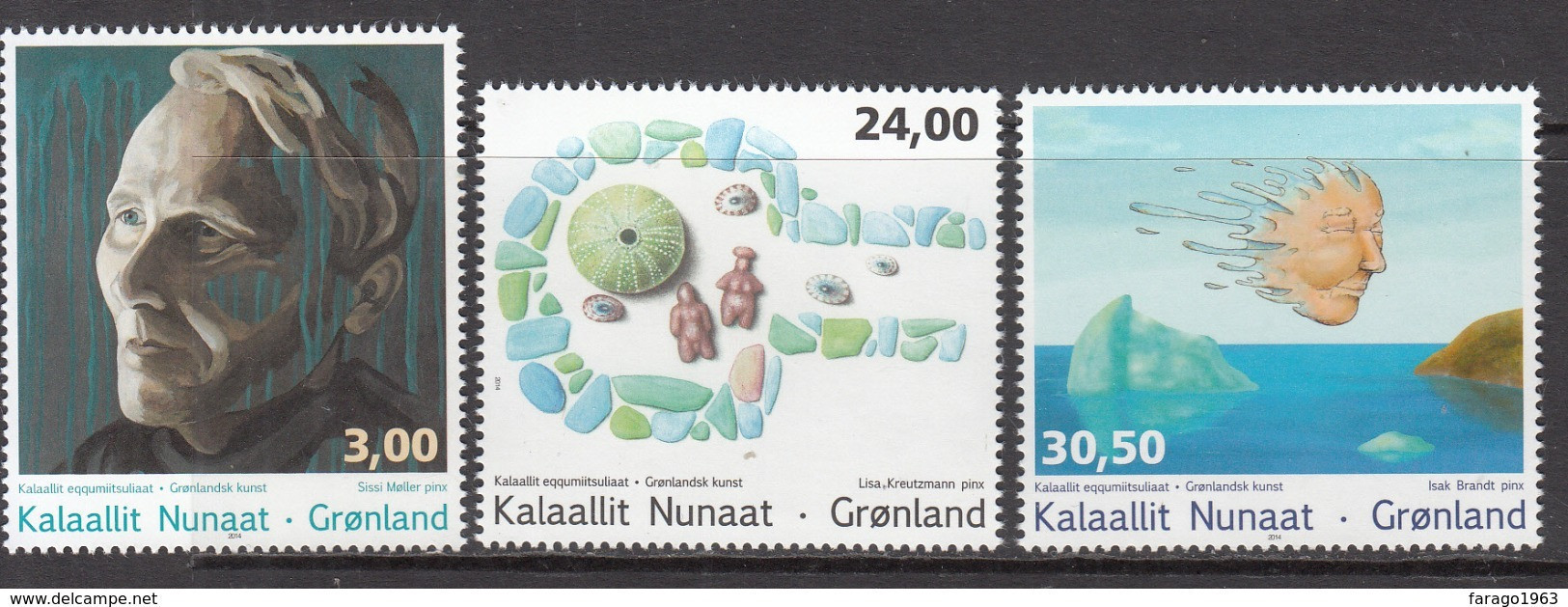 2014 Greenland Contemporary Art Complete Set Of 3 MNH @ BELOW Face Value - Unused Stamps