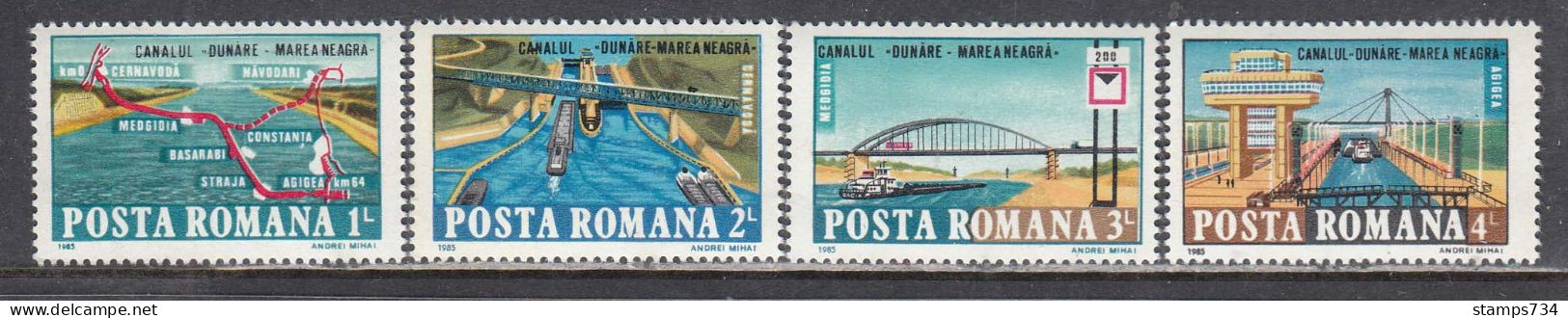 Romania 1985 - Danube - Black Sea Canal, Mi-Nr. 4144/47, MNH** - Unused Stamps