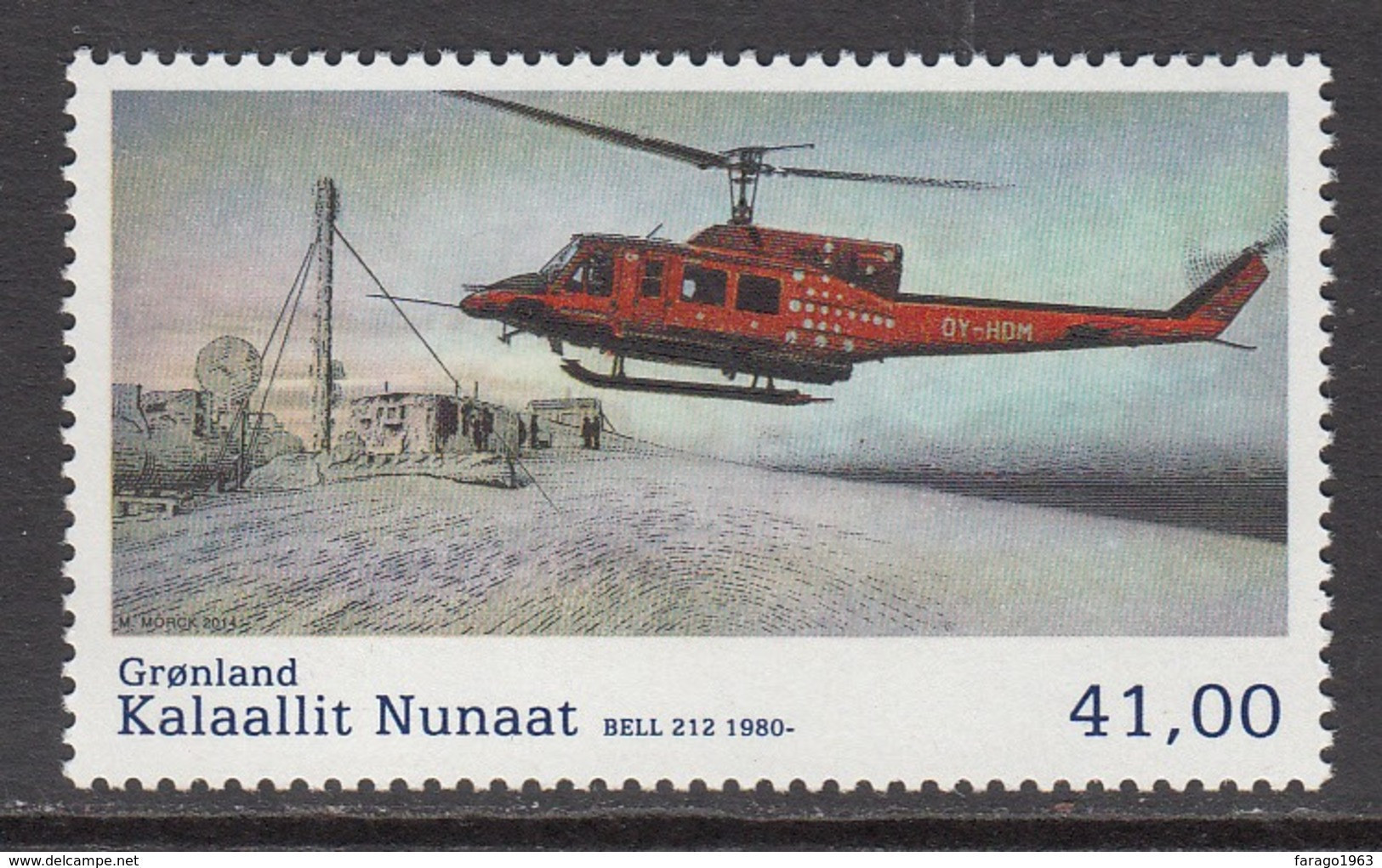 2014 Greenland Helicopter Aviation Complete Set Of 1 MNH @ 85% Face Value - Ungebraucht