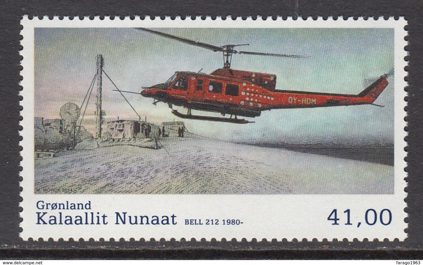 2014 Greenland Helicopter Aviation Complete Set Of 1 MNH @ 85% Face Value - Unused Stamps