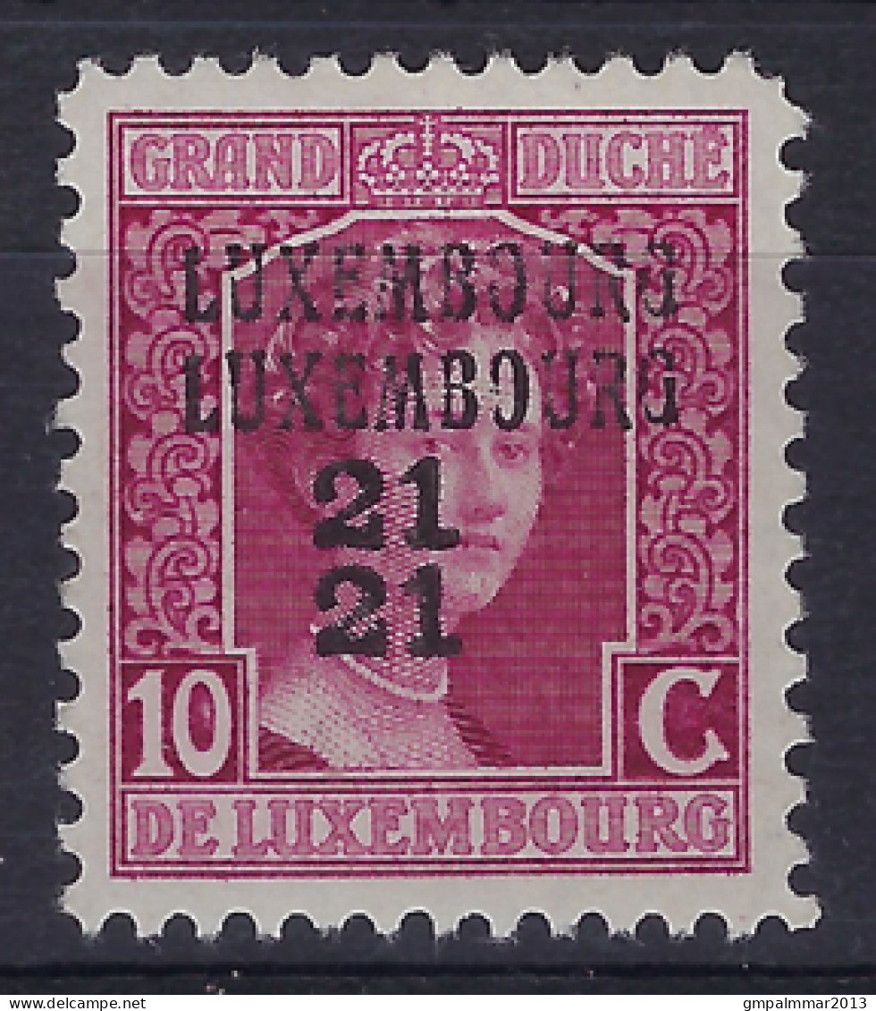 1921 LUXEMBOURG PREO Nr. 124  MARIE-ADELAIDE Avec Curiosité " DOUBLE SURCHARGE " ; Voir 2 Scans ! LOT 286 - Voorafgestempeld